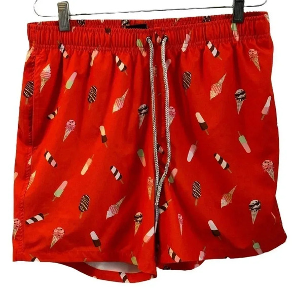 Rainforest swim shorts inner netting removed, size L ice cream cone print - Picture 1 of 12